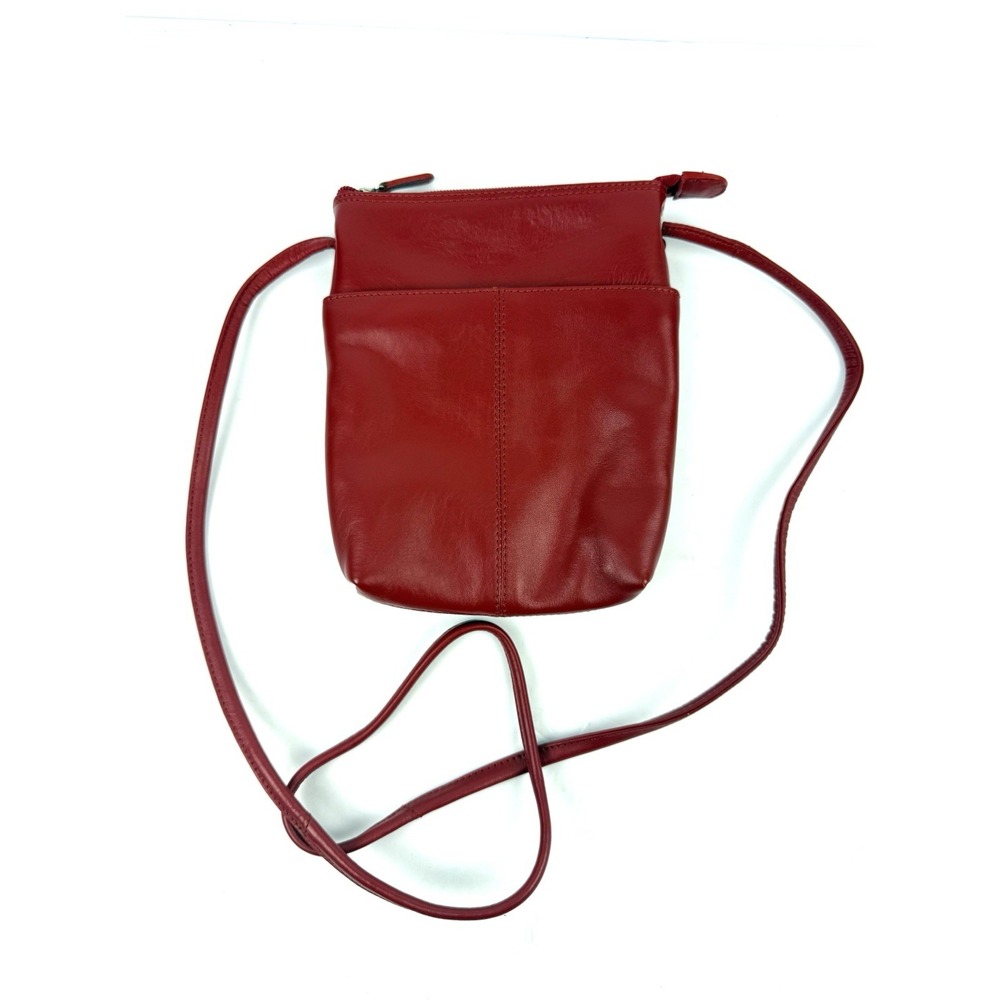 ILI New York Crossbody Bag Red Soft Leather Small Handbag Purse Travel NEW